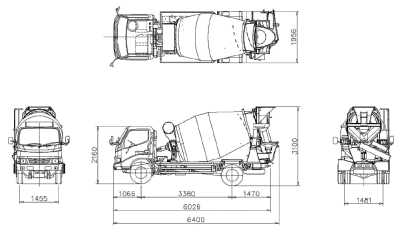 dimensi truck mixer 3 kubik